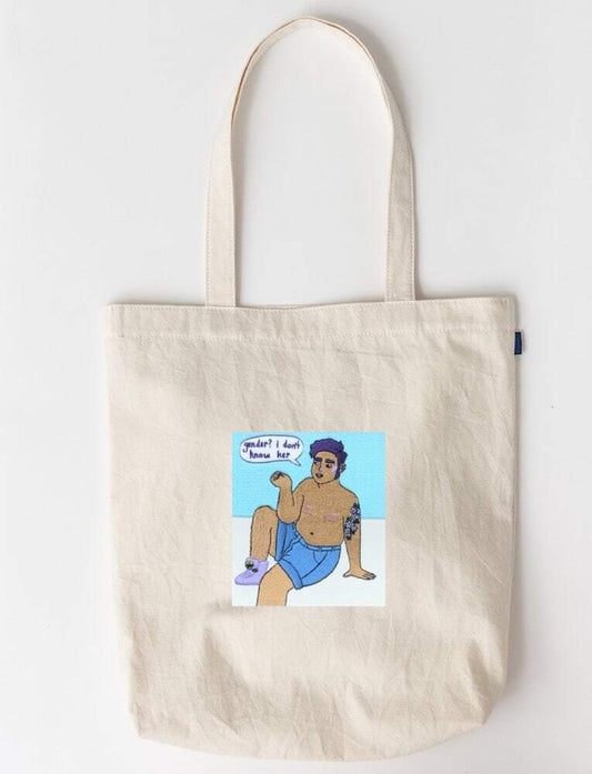 "Gender? I don't know her" fabric badge