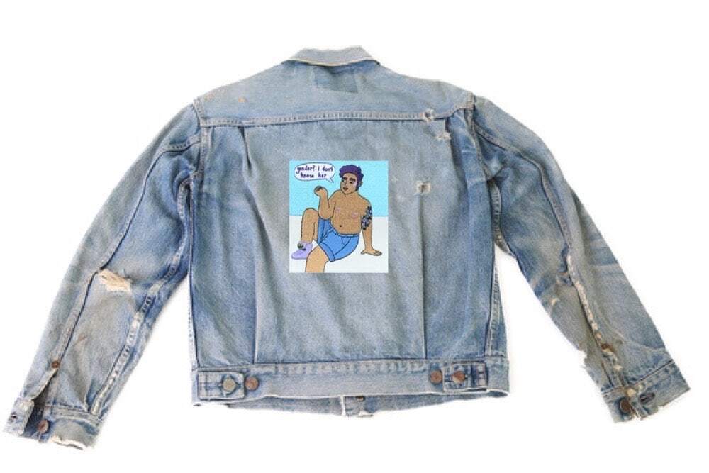 "Gender? I don't know her" fabric badge