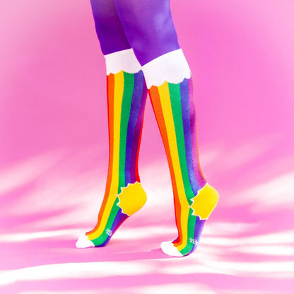 "RAINBOW CLOUDS" knee socks