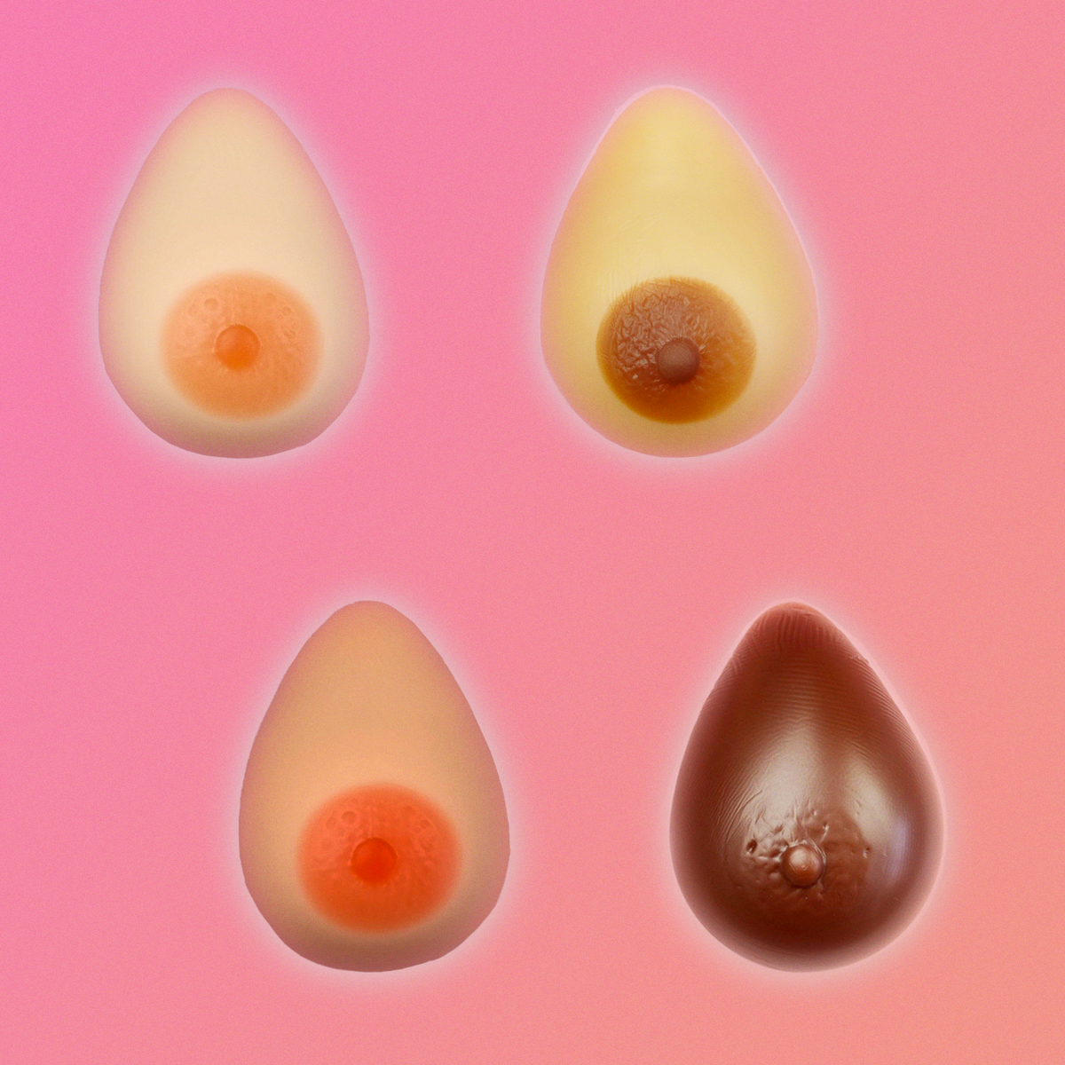 Self-adhesive silicone breast prostheses - teardrop