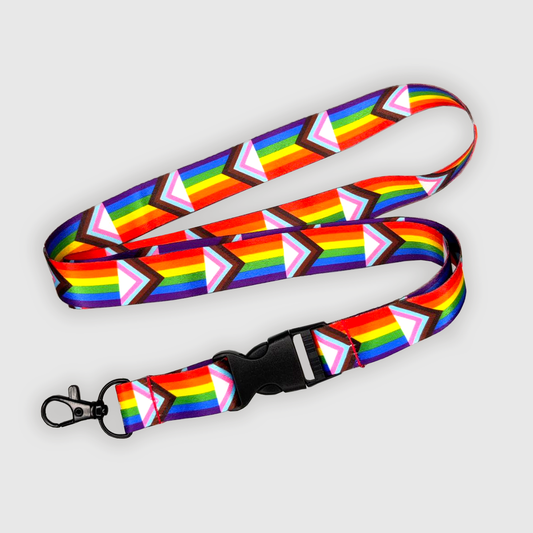 Progress Pride key lanyard with clip